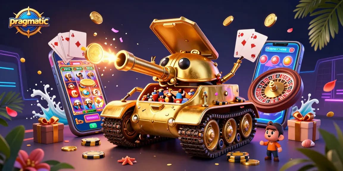 Experience the thrill of pragmatic slots in a vibrant casino illustration with dynamic gaming elements.