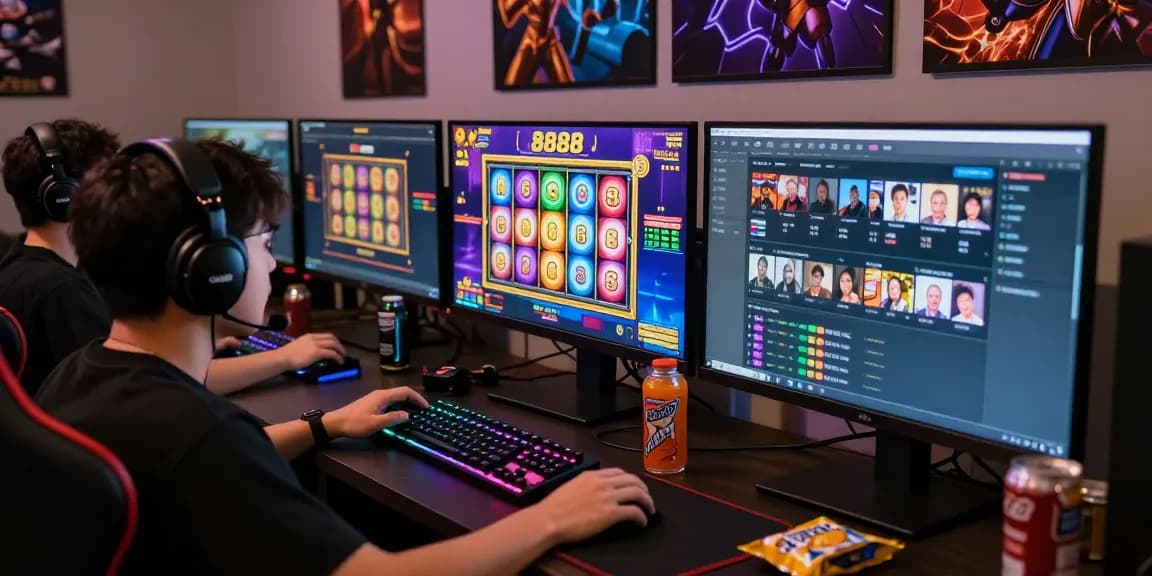 Player enjoying intense slot88 gaming experience with vibrant visuals and immersive setup.