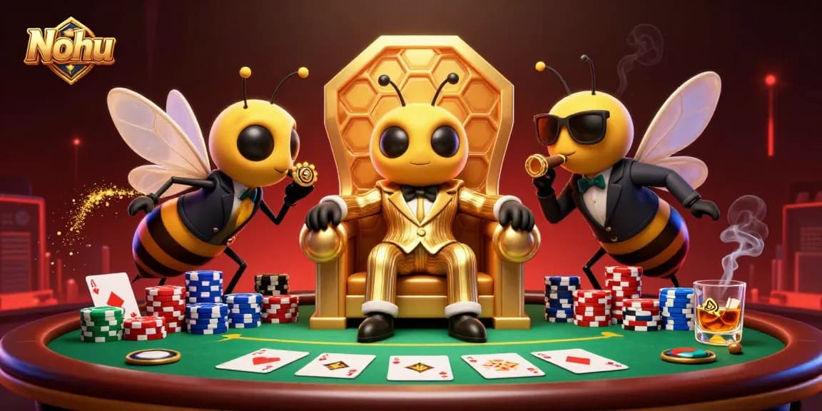 Nohu's poker game with a bumblebee mob boss and wasp bodyguards in a dynamic casino scene