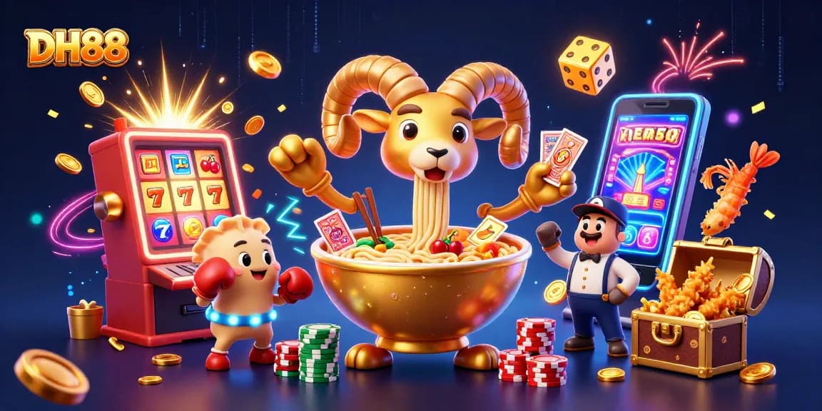 Experience exciting winnings with DH88 in a vibrant casino scene full of dynamic elements.