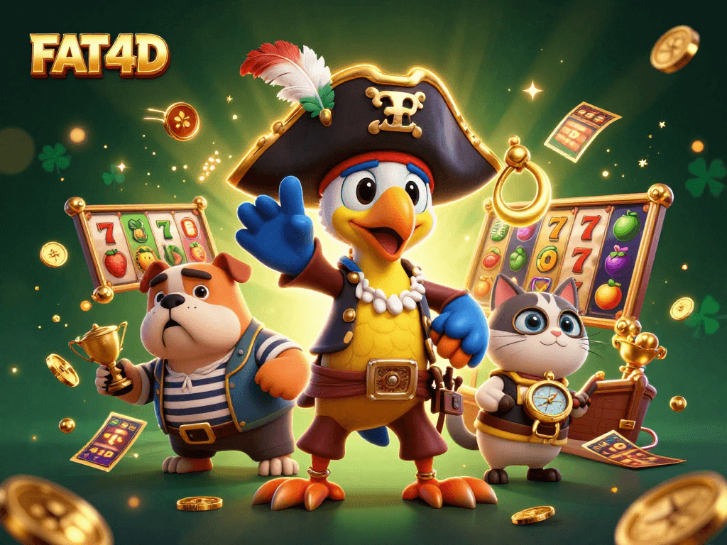 FAT4D enhances your slots experience with vibrant illustrations of characters and jackpot game elements.