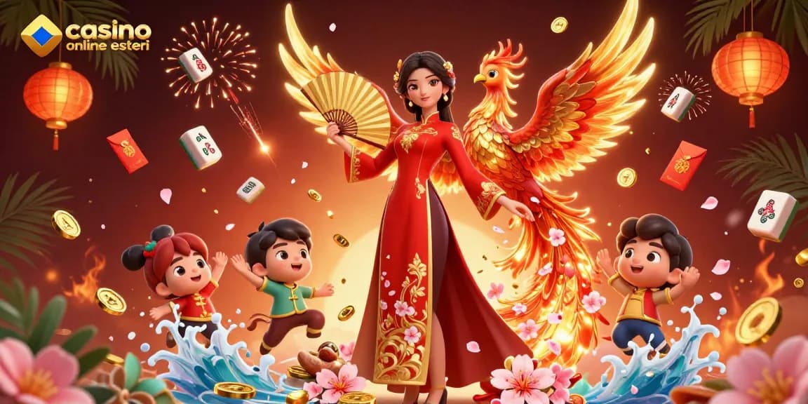 Vivi l'emozione nei casino online esteri con questa vivace illustrazione 3D che mette in risalto elementi di gioco dinamici.