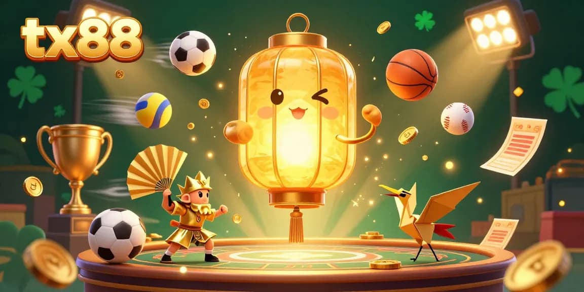 Engage with tx88's dynamic casino atmosphere featuring a vibrant golden lantern spirit and lively gaming elements.