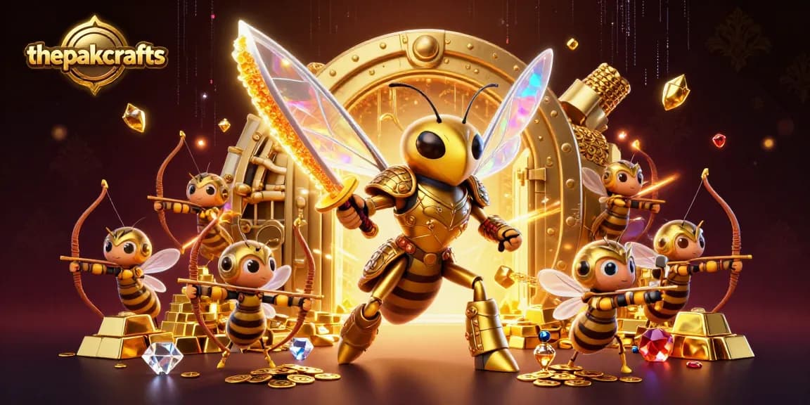 Engage with thepakcrafts at an electrifying 3D gambling scene featuring golden hornet samurai and jewels