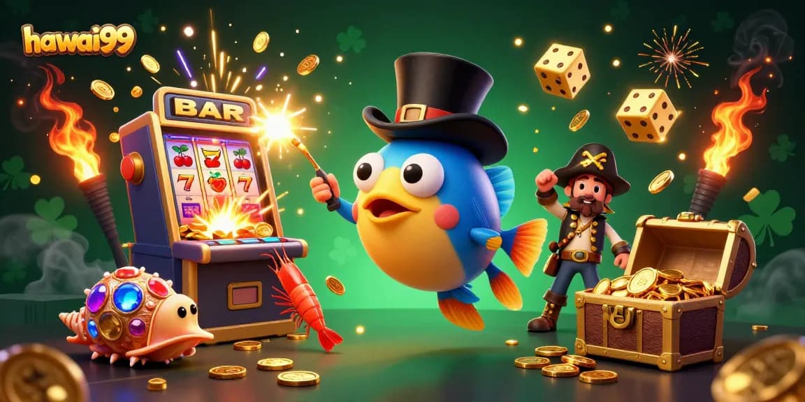 Experience thrilling wins at hawai99 with a vibrant underwater casino adventure featuring lucky symbols.