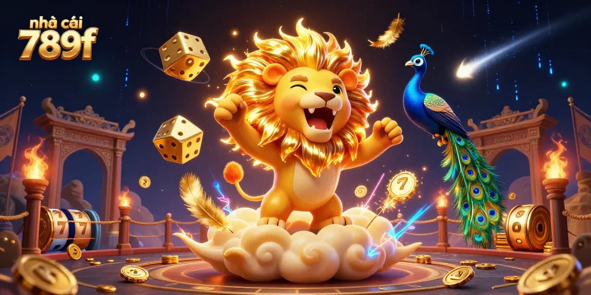 Join the exciting games at nhà cái 789f with vibrant 3D casino illustration showcasing golden dice and animated characters.