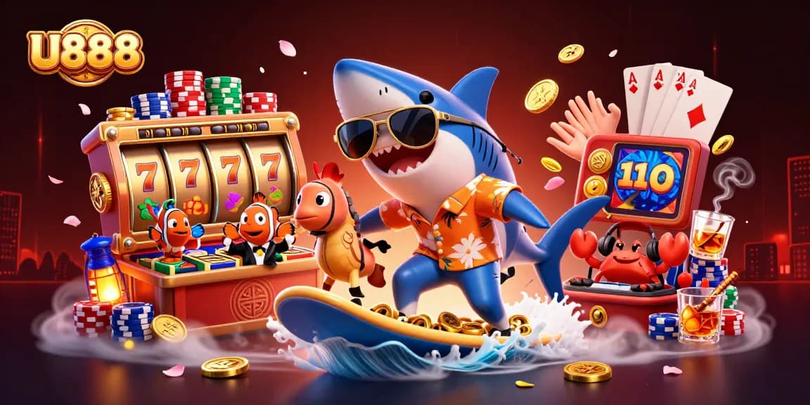 Win big at U888 with exciting casino games featuring sharks and gold coins!