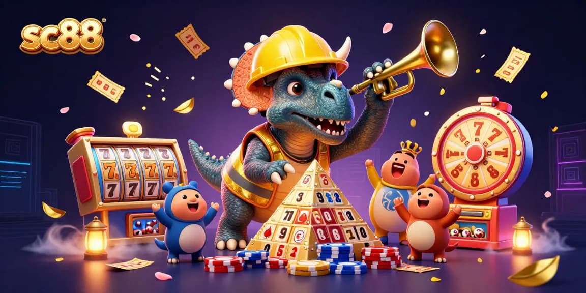 Engage in thrilling gameplay with sc88, featuring a spirited triceratops and lively gaming elements
