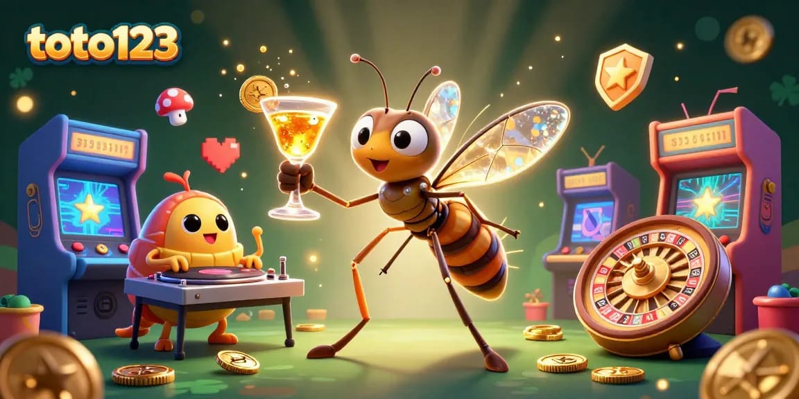 Engage in exciting gaming action at toto123 with vibrant casino elements and dynamic characters.