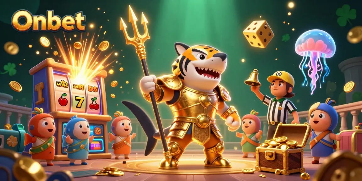 Join the thrilling action at Onbet with a vibrant underwater casino scene featuring unique gaming elements.
