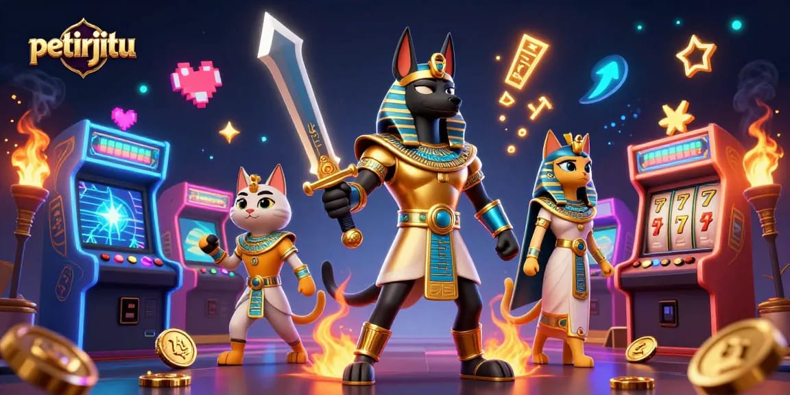 Petirjitu menampilkan Anubis dan Bastet di kasino dengan mesin permainan 3D yang bersinar
