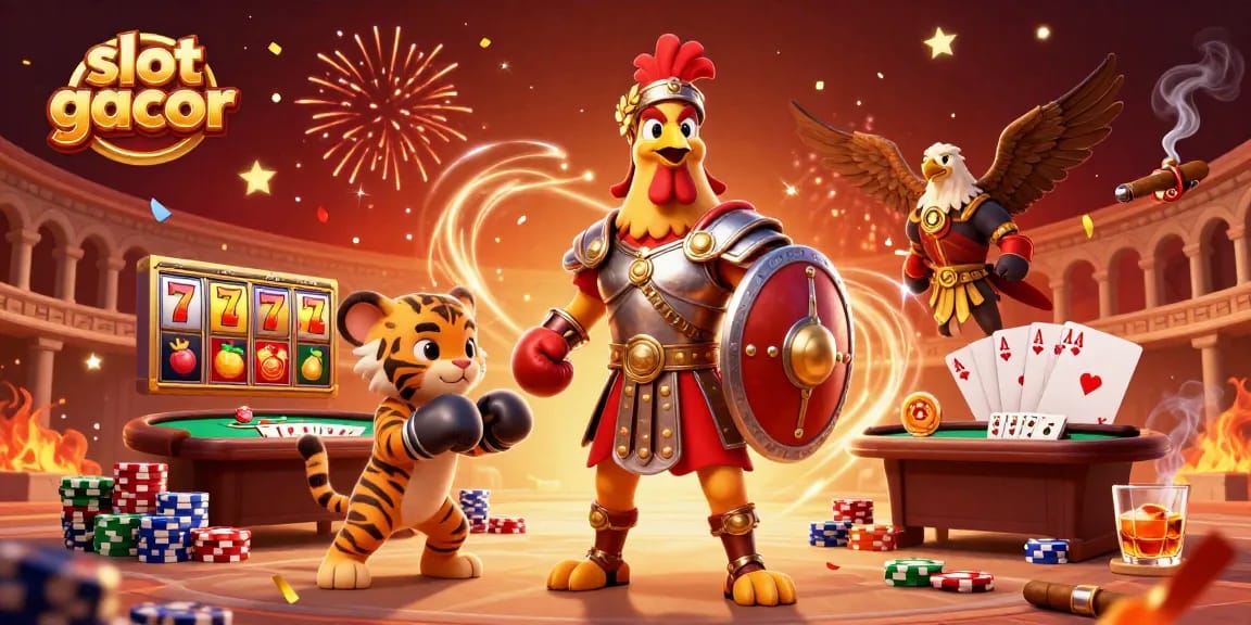 Engage with thrilling slot gacor gameplay in this vibrant 3D casino illustration.