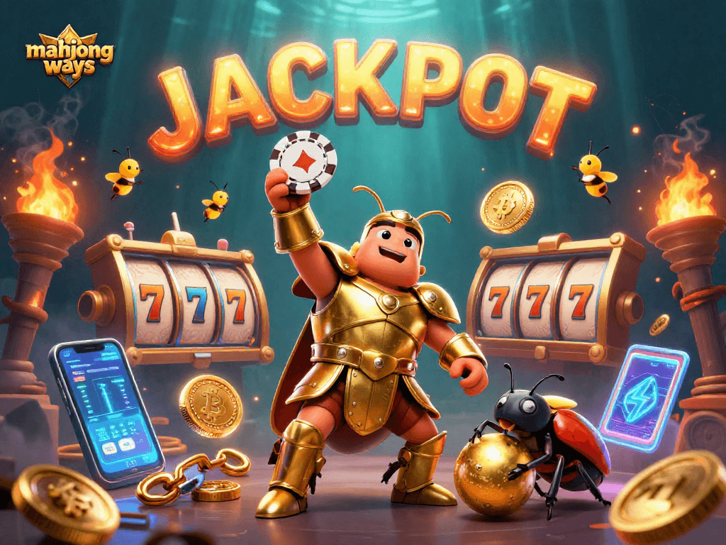 Experience the thrill of mahjong ways with exciting slot reels and vibrant characters in a jackpot scene.