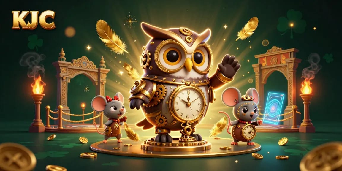 KJ C brings luck to players at a steampunk-themed casino with vibrant gaming elements.