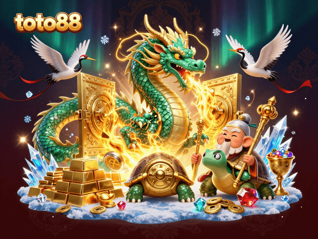 Experience thrilling wins at toto88 with a vibrant 3D illustration featuring lively casino elements.