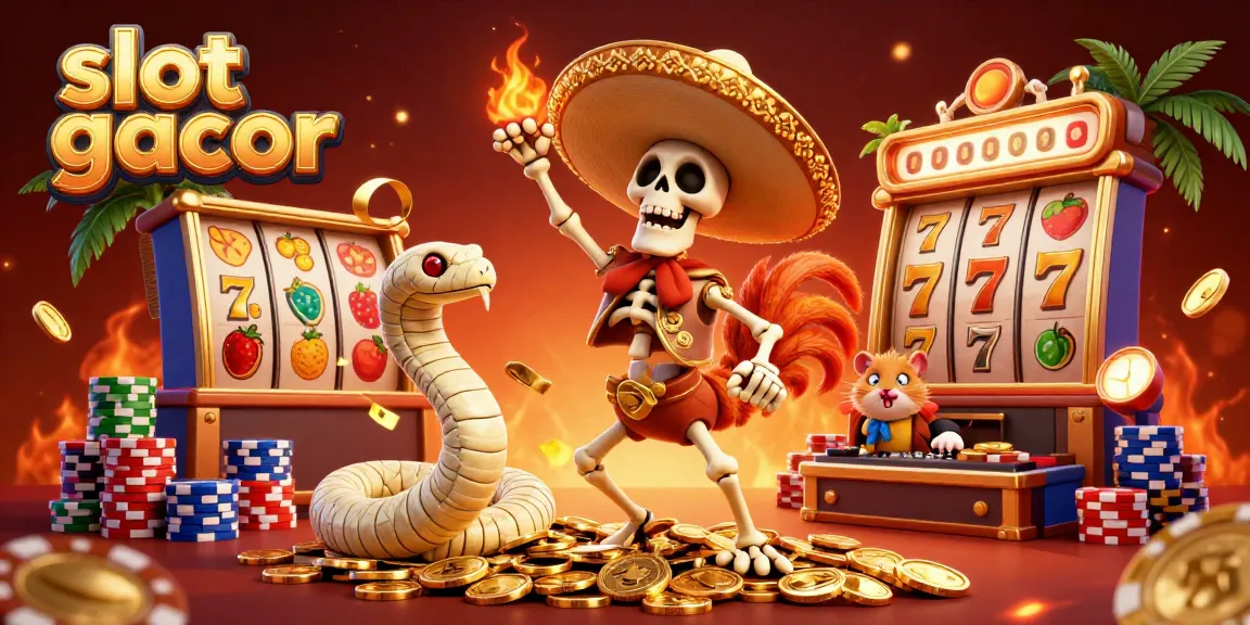 Experience thrilling slot gacor action in this vibrant casino scene featuring lively characters and dynamic game elements.