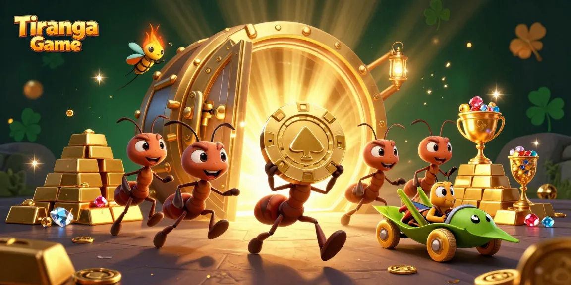 Tiranga Game color prediction experience featuring ants, poker chips, and vibrant treasures.