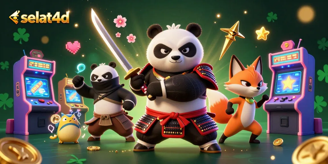 Experience selat4d with our captivating samurai panda and ninja fox in a vibrant digital casino scene.