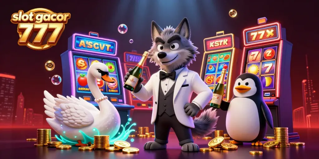 Gambarkan keberuntungan dengan slot gacor 777 yang penuh simbol dan kemewahan dari karakter hewan.