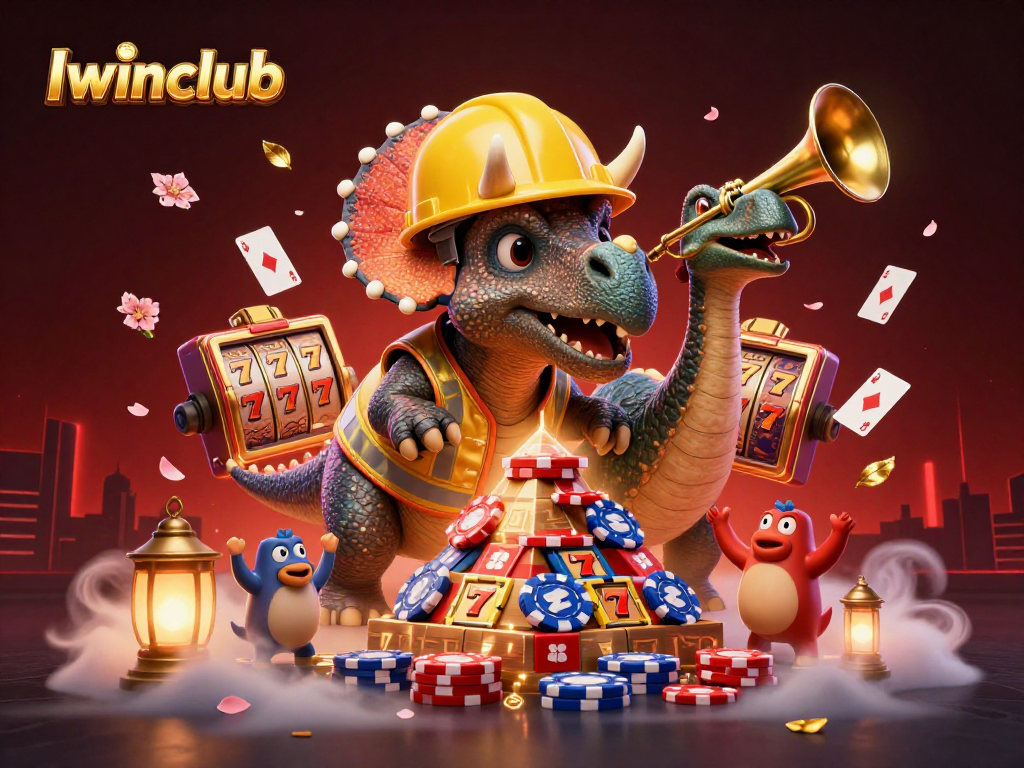 Iwinclub showcases a vibrant celebration of winning with cheerful characters and dynamic gaming elements.
