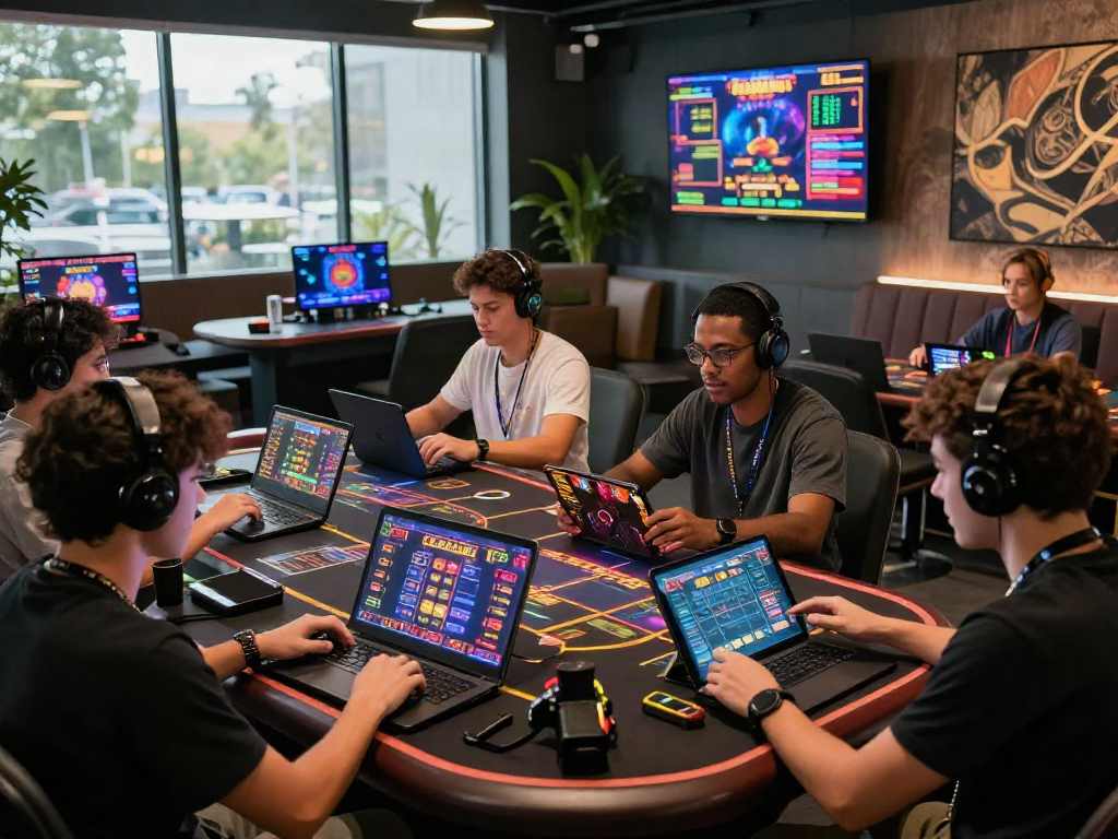 Kebuntoto online gambling scene showcasing diverse players engaged in Togel games at a stylish virtual casino.