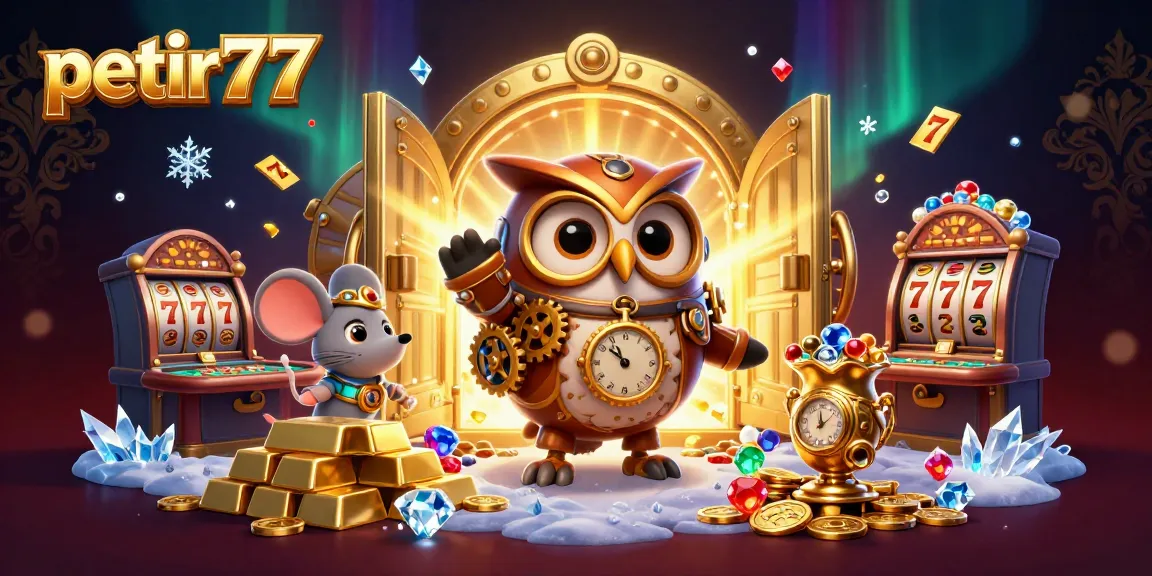 Players engage with the petir777 slots featuring a steampunk owl and treasure elements