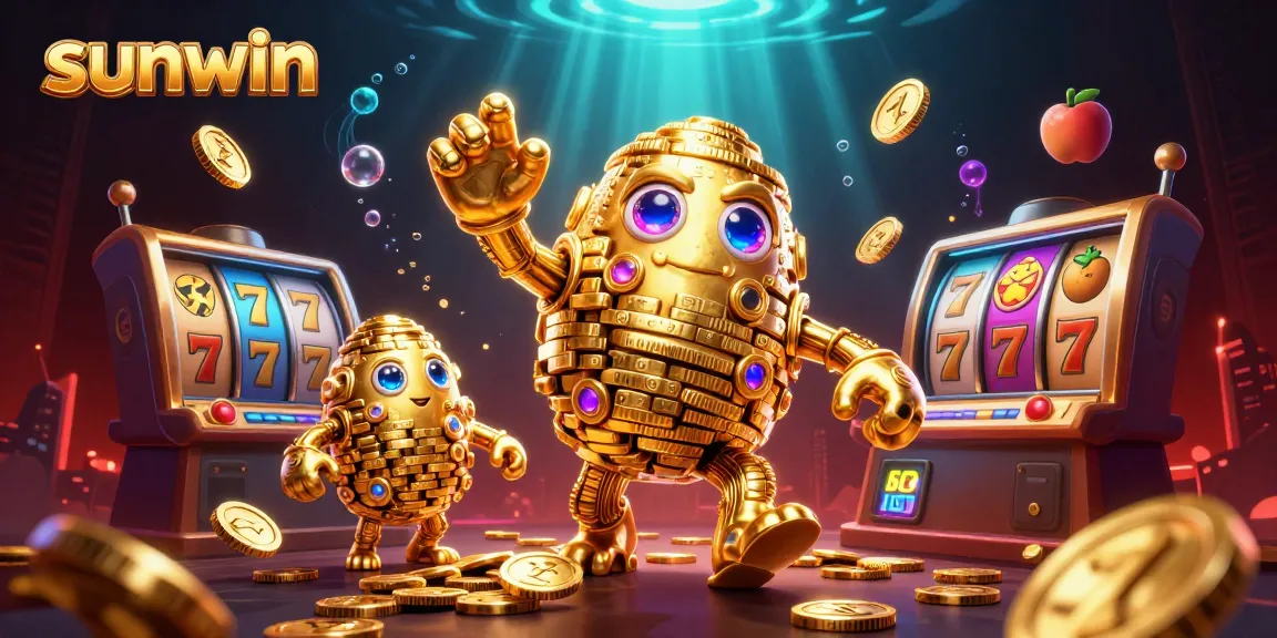 Bet on sunwin and enjoy an ultra-detailed, vibrant 3D casino illustration featuring a golden golem.