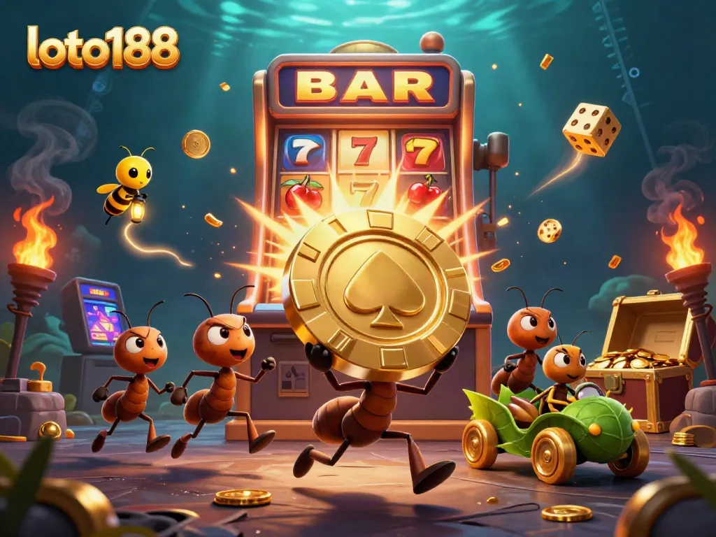 Join the thrilling loto188 experience as cartoon ants execute a heist in a casino world!