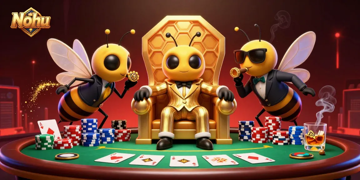 Nohu's poker game with a bumblebee mob boss and wasp bodyguards in a dynamic casino scene