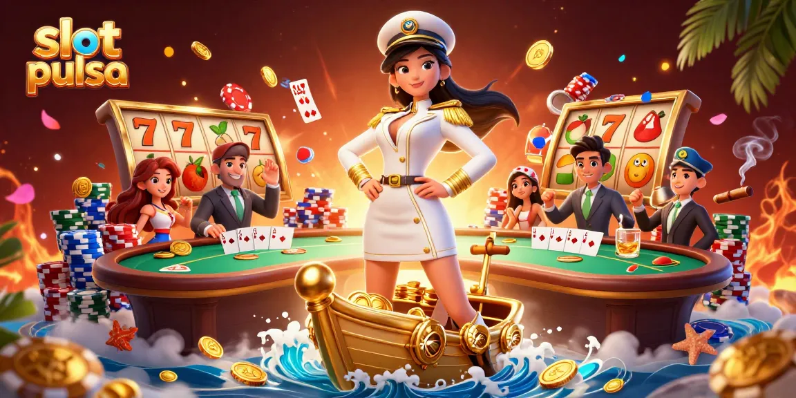 Experience slot pulsa winnings with a dynamic casino scene featuring engaging gaming elements.