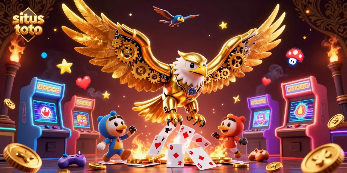 Menangkan situs toto melalui ilustrasi yang menampilkan permainan kartu dan elemen kasino yang menarik.