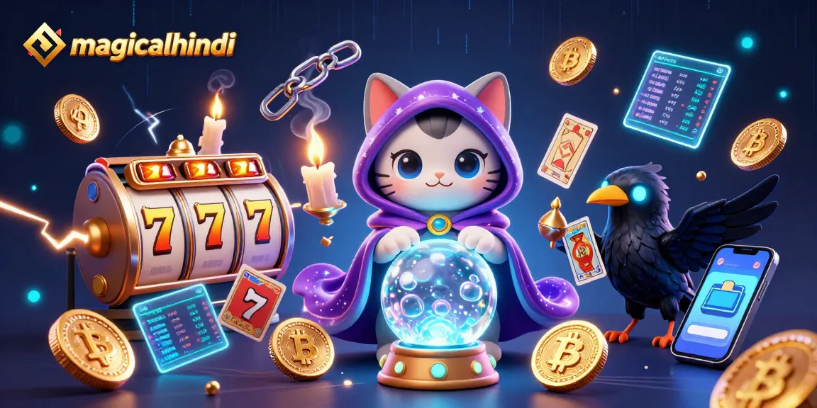 Engage with magicalhindi's immersive online casino world filled with slot reels and vibrant 3D characters.