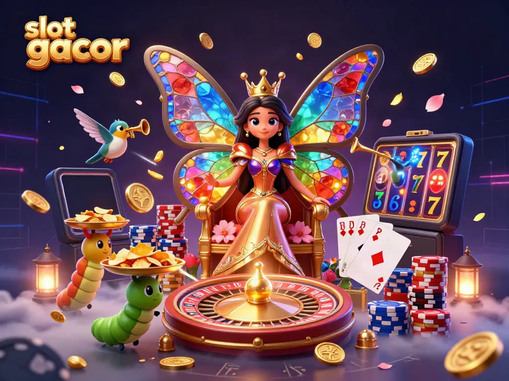 Experience the excitement of slot gacor with a vibrant 3D illustration featuring colorful gaming elements.