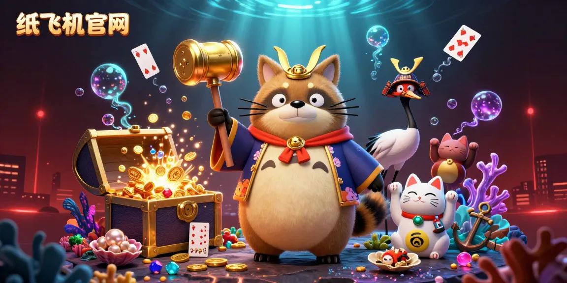 Experience winning with 纸飞机官网's vibrant 3D casino scene featuring lucky symbols and cheerful characters.