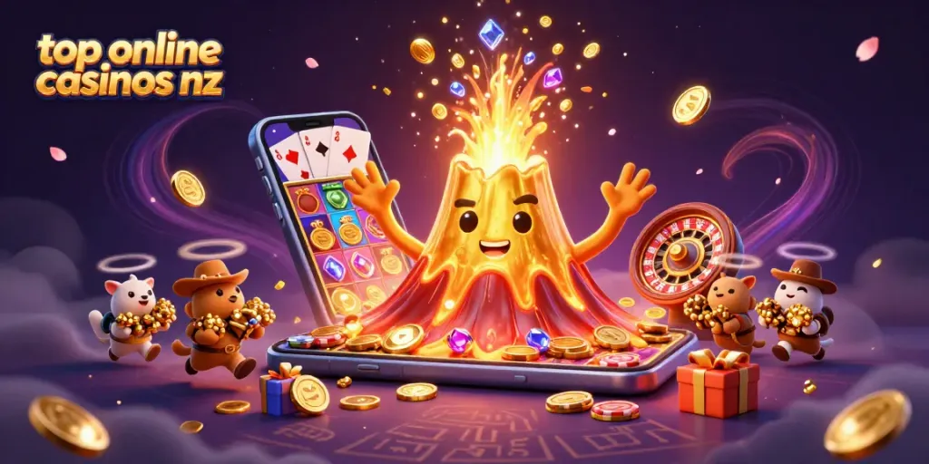 Experience the excitement of top online casinos nz with captivating treasure-themed 3D illustration.