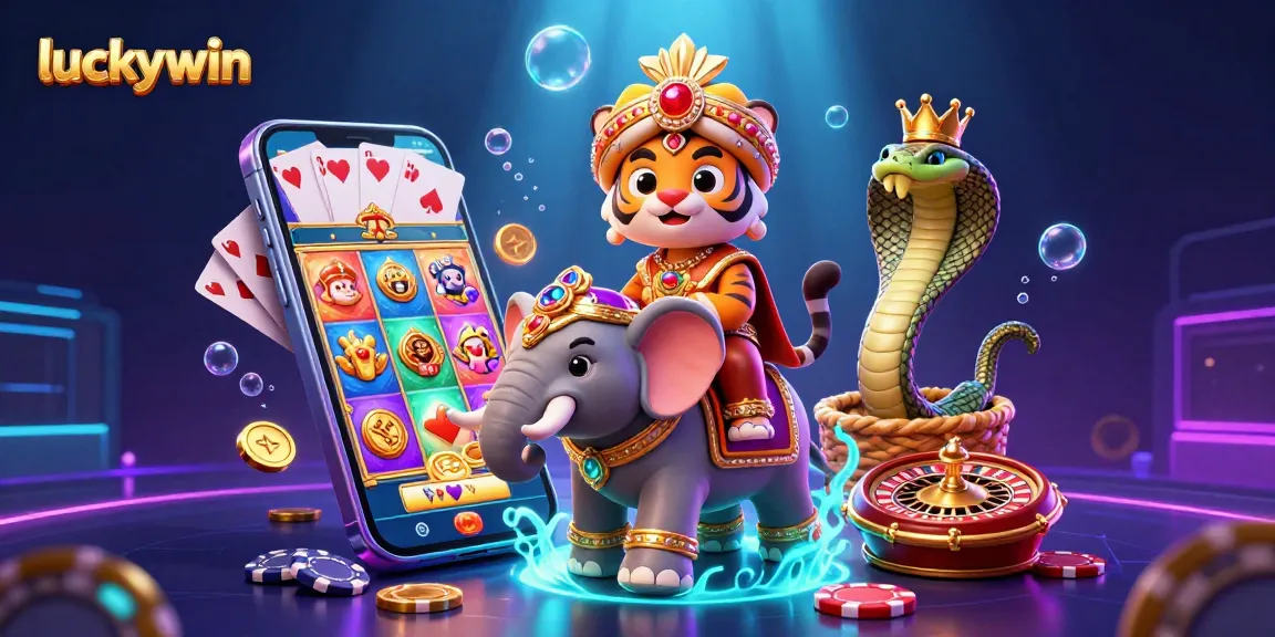 Experience winning with luckywin's vibrant 3D casino scene filled with colorful slot game and exciting elements.