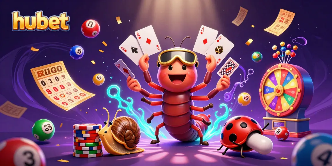 Engage in thrilling gameplay with hubet, featuring a cartoon millipede dealer and vibrant gambling elements.