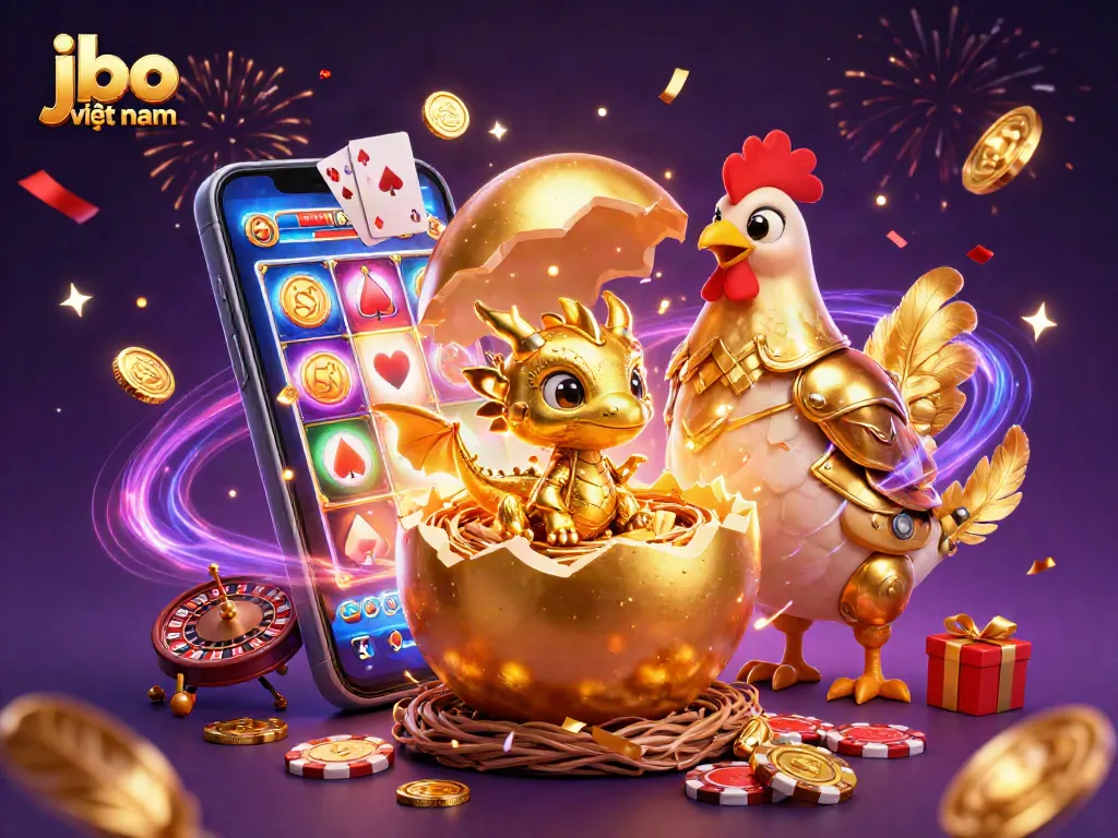 Engage with jbo việt nam's thrilling online slots featuring a golden dragon encapsulating gambling excitement.