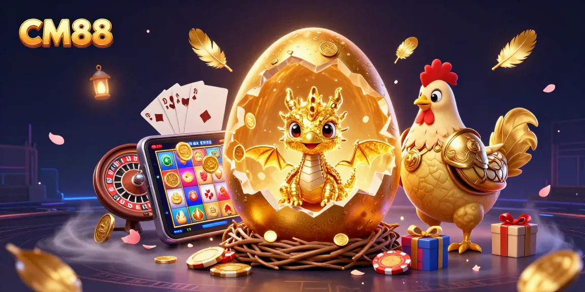 Engage in thrilling gameplay at CM88 with colorful slot games and golden jackpot visuals.