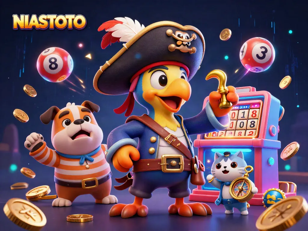 Menangkan pengundian togel bersama NIASTOTO dalam ilustrasi 3D yang menampilkan suasana meriah dan elemen taruhan menarik.