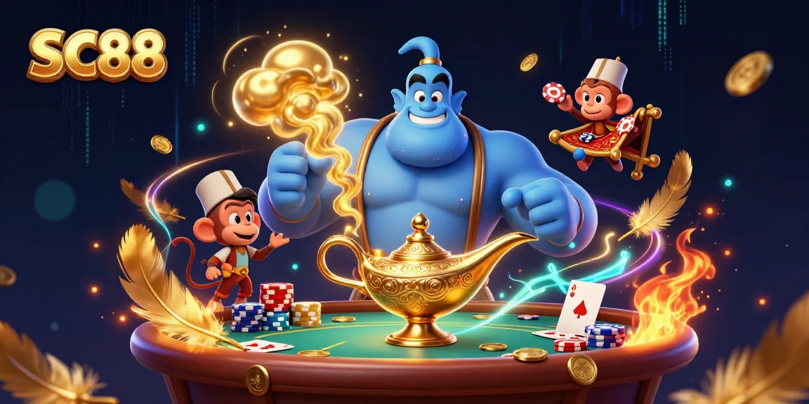 Engage with SC88's immersive gaming world through this vibrant casino illustration, featuring dynamic characters and interactive elements.