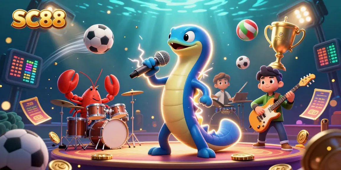 Experience the excitement of SC88 with a vibrant underwater casino scene featuring playful characters and dynamic gaming elements.