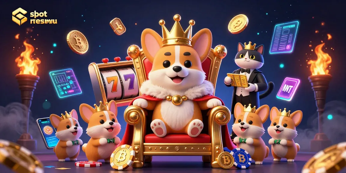 Menangkan jackpot dalam slot resmi terbaru dengan corgi kerajaan dan kucing pelayan di kasino 3D.
