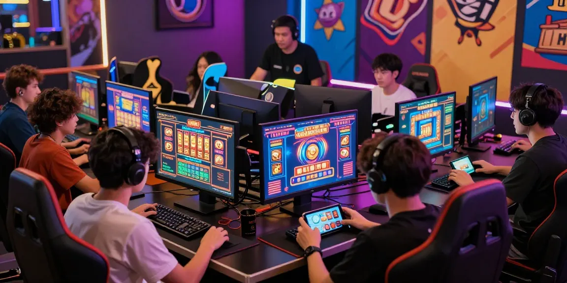 Exciting ngamenjitu online gaming scene with diverse players enjoying slot games and lottery betting.