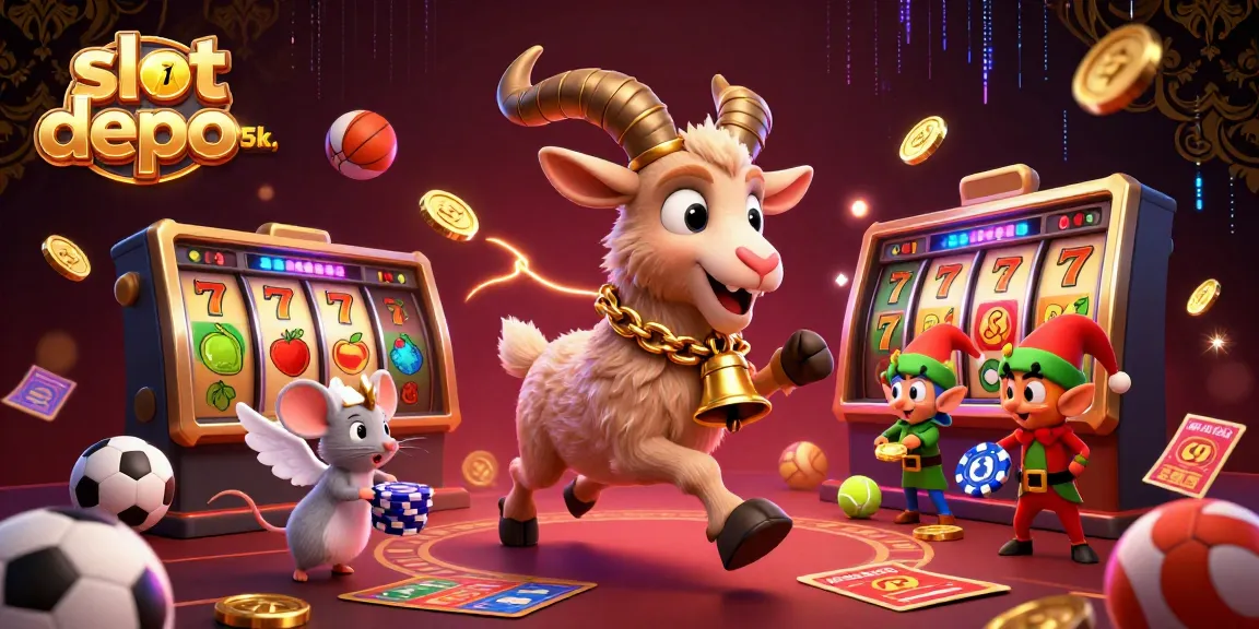 Experience the thrill of slot depo 5k with thrilling cartoon characters creating a lively casino scene.