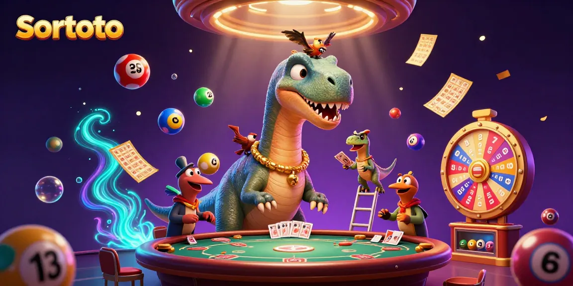 Engage in gaming excitement with sortoto, featuring a giant brontosaurus in a vibrant casino