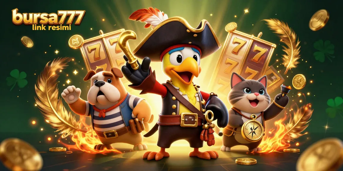 Burst into excitement with bursa777 link resmi, showcasing slot games, gold coins, and vibrant characters.