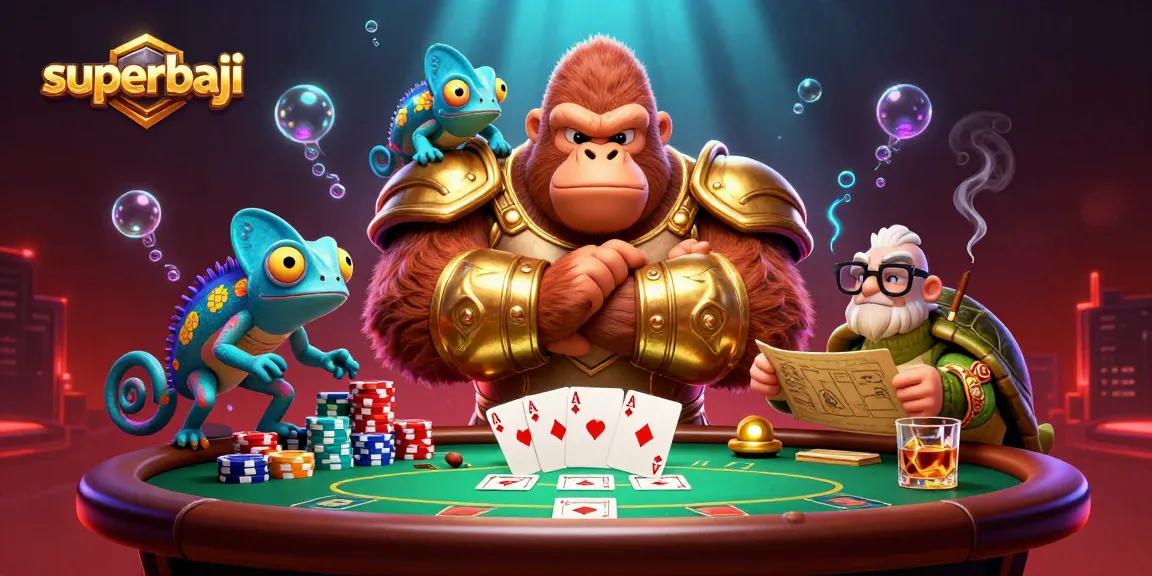 Experience thrilling poker action at superbaji with a gorilla king, color-shifting chameleon, and wise tortoise!