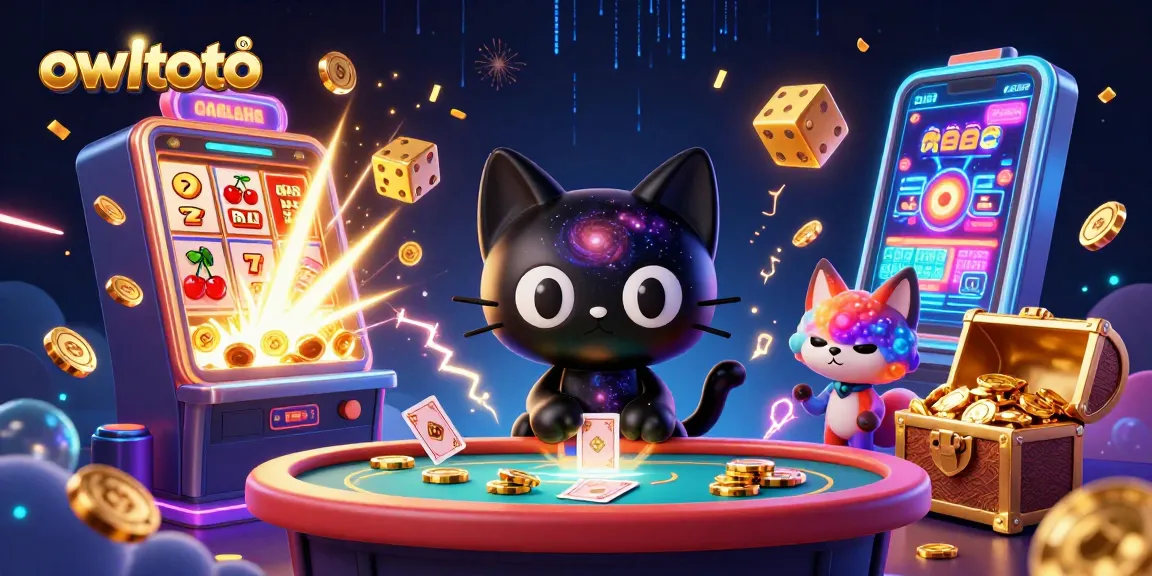 Experience the exciting owltoto universe with a cosmic cat and fox at the casino!