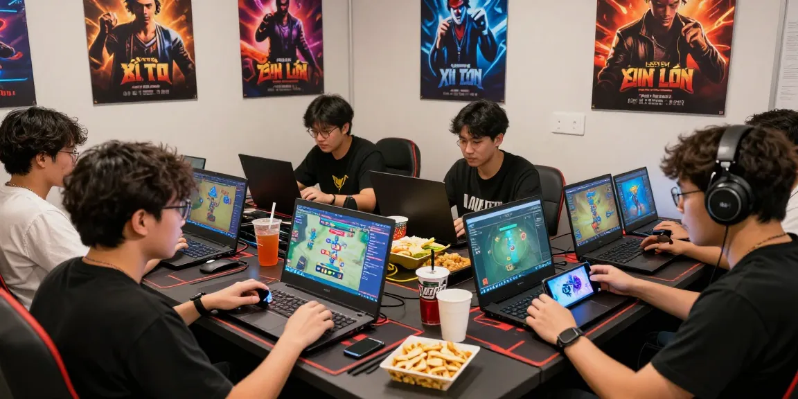 Engaged players enjoying game bài đổi thưởng in a vibrant gaming atmosphere.